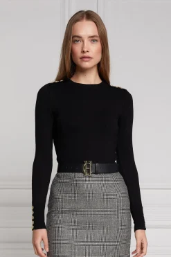 Women Holland Cooper Knitwear>Buttoned Knit Crew Neck