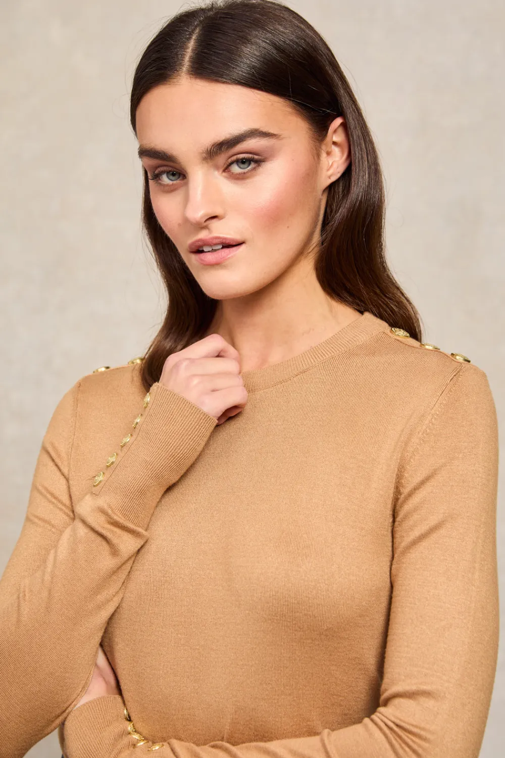 Women Holland Cooper Knitwear>Buttoned Knit Crew Neck