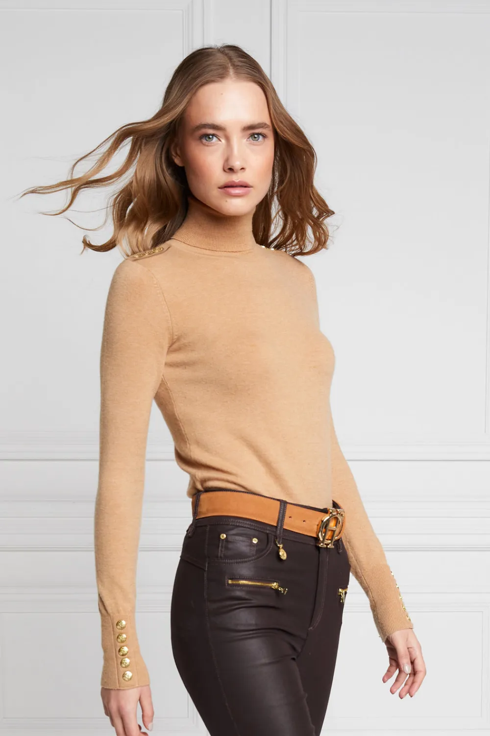 Women Holland Cooper Knitwear>Buttoned Knit Roll Neck