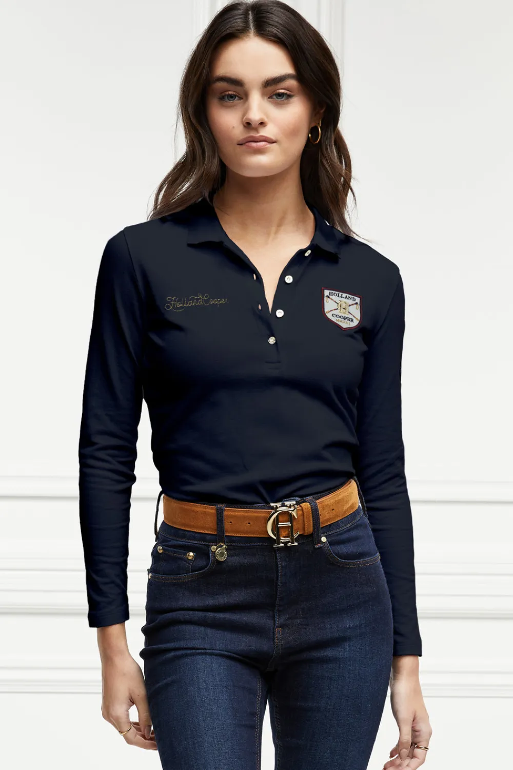 Women Holland Cooper Polo Shirts & Tees|Polo Shirts>Classic Long Sleeve Polo Shirt