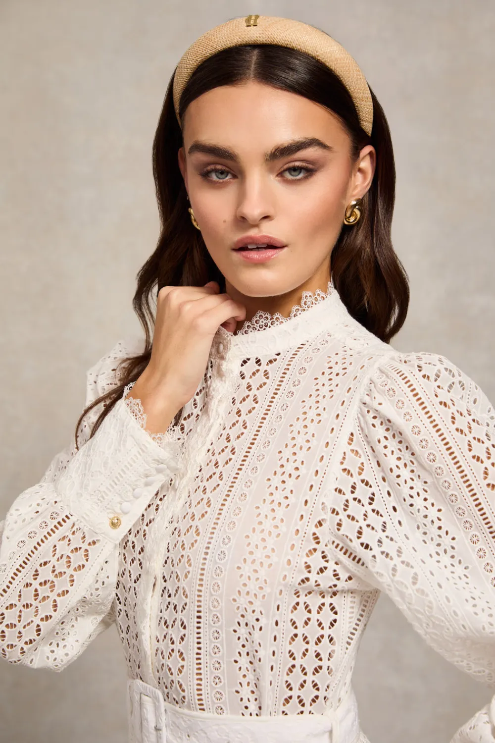 Women Holland Cooper Dresses>Collarless Broderie Mini Dress