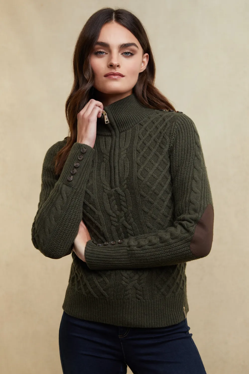 Women Holland Cooper Knitwear>Country Cable Quarter Zip Knit