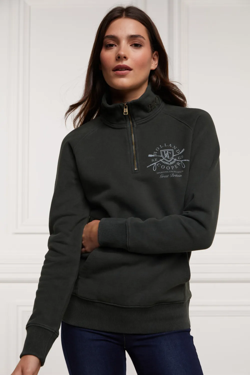 Women Holland Cooper Hoodies & Sweatshirts|Sweatshirts>Crest Zip Henley