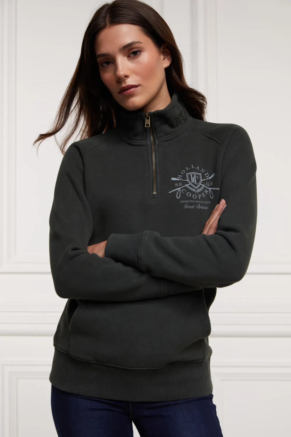 Women Holland Cooper Hoodies & Sweatshirts|Sweatshirts>Crest Zip Henley