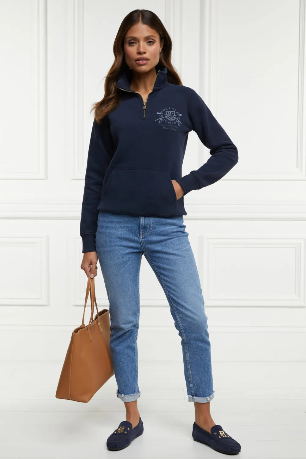 Women Holland Cooper Hoodies & Sweatshirts|Sweatshirts>Crest Zip Henley