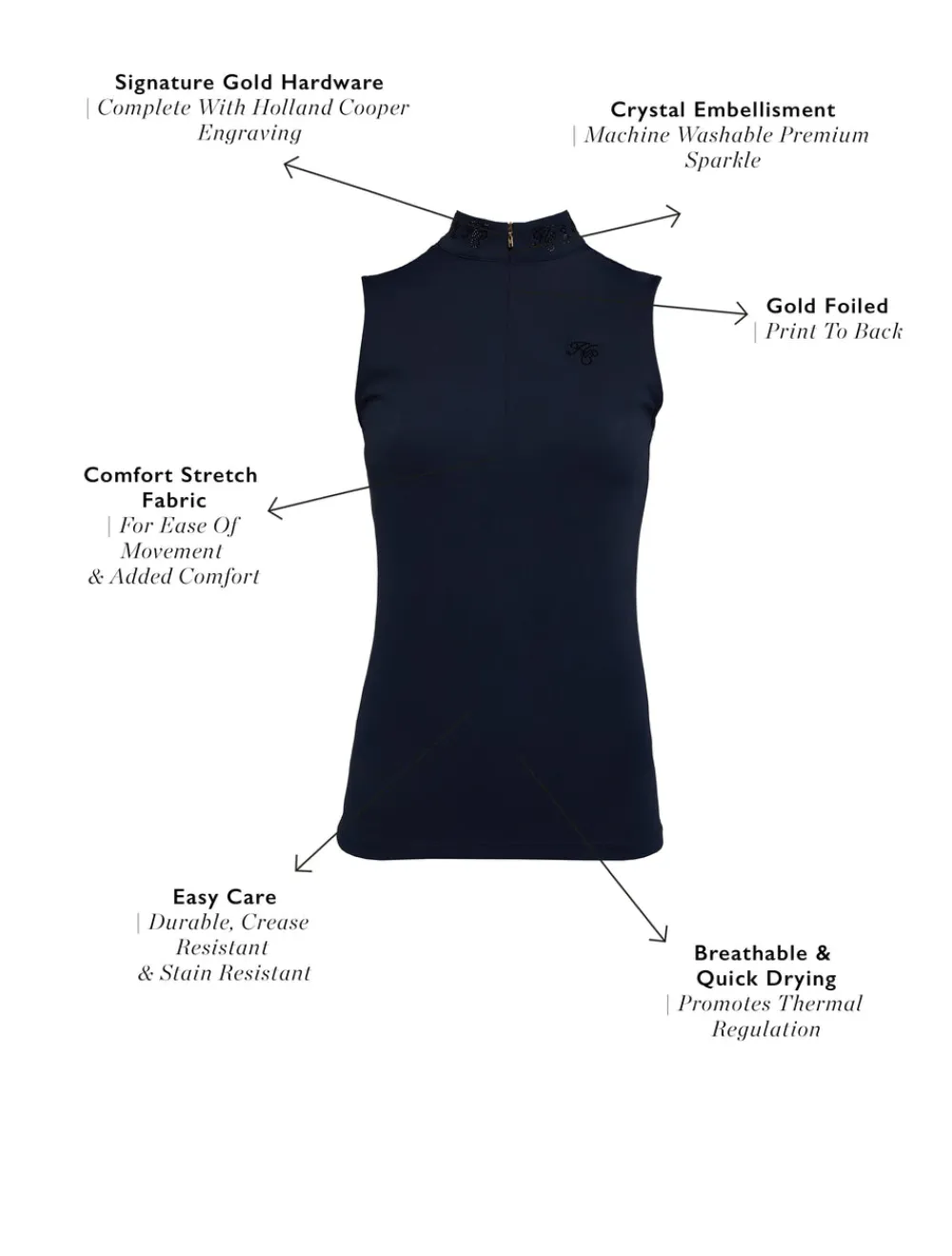 Holland Cooper Base Layers>Crystal Sleeveless Base Layer