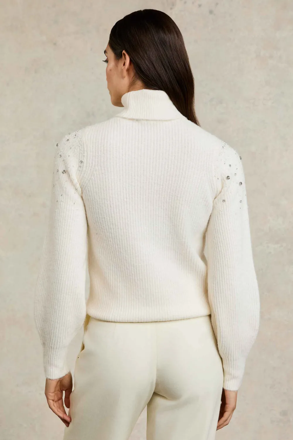 Women Holland Cooper Knitwear>Kelsie Rib Embellished Roll Neck