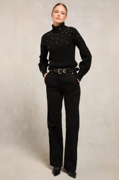 Women Holland Cooper Knitwear>Kelsie Rib Embellished Roll Neck