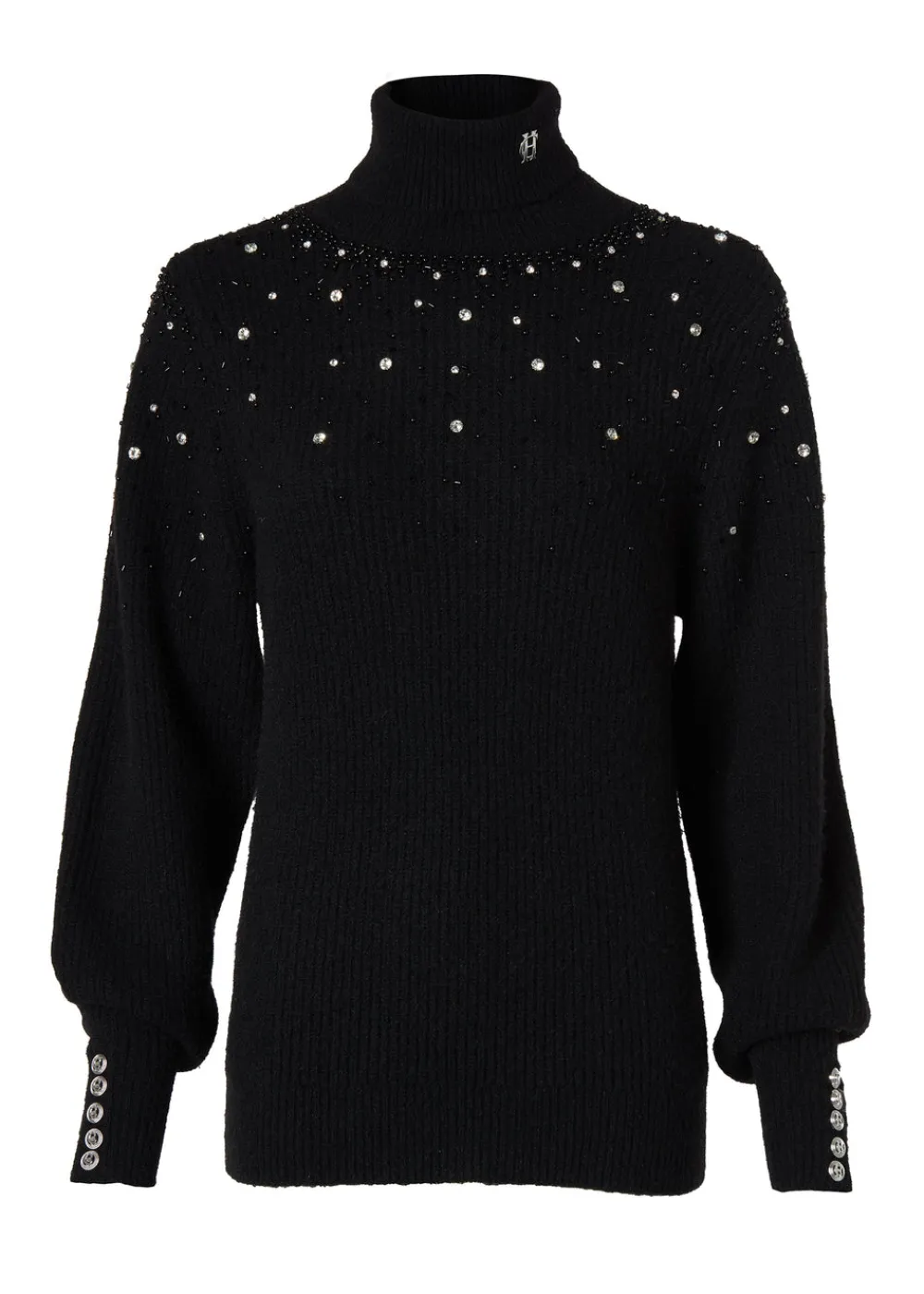 Women Holland Cooper Knitwear>Kelsie Rib Embellished Roll Neck