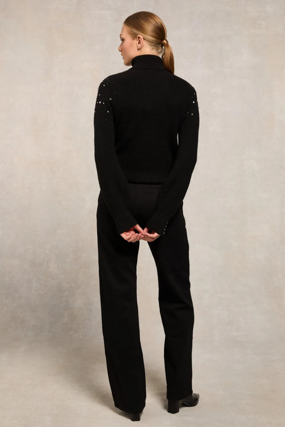 Women Holland Cooper Knitwear>Kelsie Rib Embellished Roll Neck