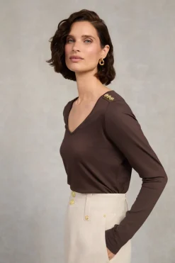 Women Holland Cooper Tees|Tops>Long Sleeve V-Neck Tee