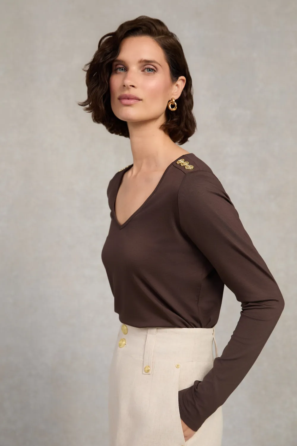 Women Holland Cooper Tees|Tops>Long Sleeve V-Neck Tee
